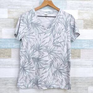 PINK Victorias Secret Relaxed Pocket Tee Gray Tropical Floral Lounge Womens XS